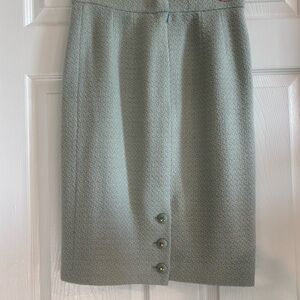 CHANEL Vintage Seafoam Tweed Skirt Size Small